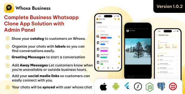 Whoxa Business – WhatsApp Business Clone App | Flutter Android iOS Chat App with Admin Panel