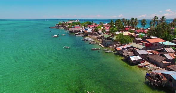 Flight Over the Island. Pandanon Island. Cebu. 03.2016. Aerial 