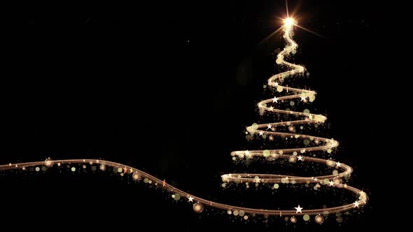 Gold Christmas Tree with Snow