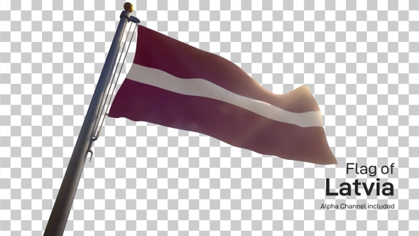 Latvia Flag on a Flagpole with Alpha-Channel