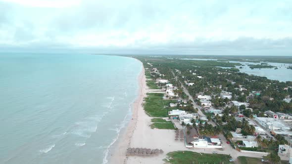 View of the beach of Sisal in Yucatan