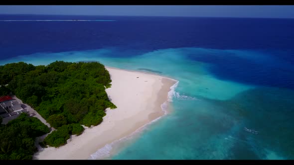 Aerial top down abstract of perfect island beach time by aqua blue ocean and white sand background o