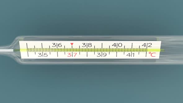 Mercury Thermometer Isolated and From Different Angles, Temperature Checking