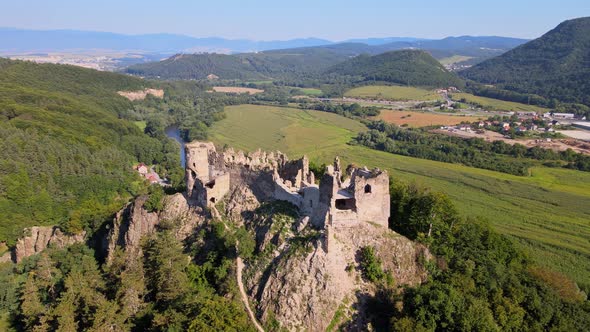 View of Sasovsky castle in Sasovske podhradie village in Slovakia