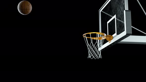 Basketball Hit the Basket in Slow Motion on a Alpha Channel alt