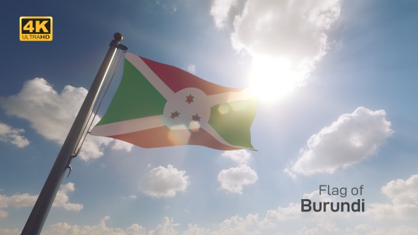 Burundi Flag on a Flagpole V2 - 4K