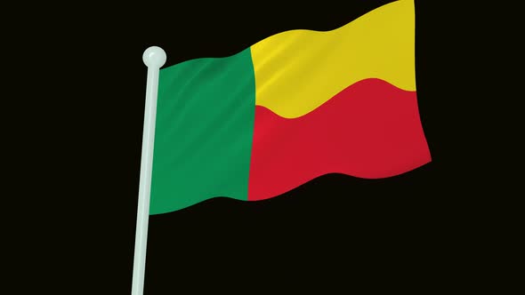 Benin Flag Flying Wavy Animated Black Background