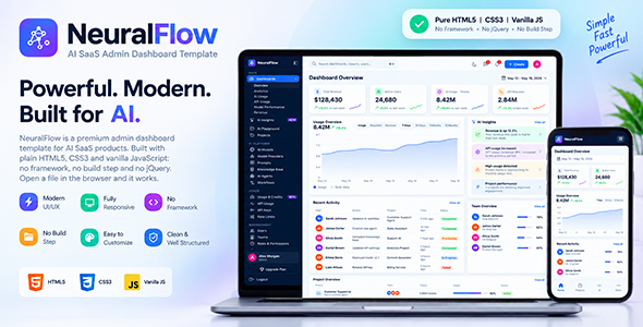 NeuralFlow | AI SaaS Admin Dashboard Template