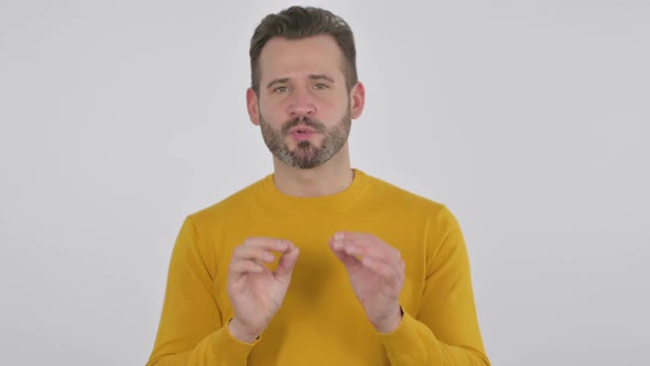 Portrait of Middle Aged Man Talking on Online Video Call