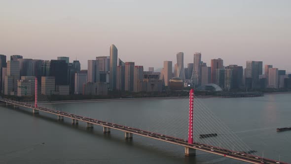 Panoramic  city skyline in hangzhou china