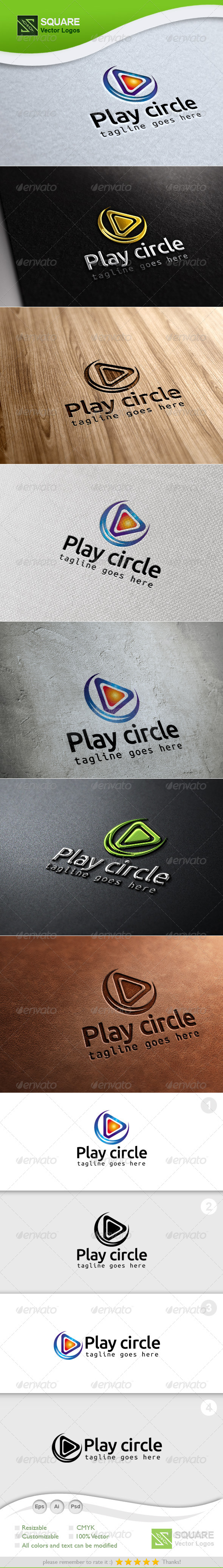 Play, Circle Vector Logo Template