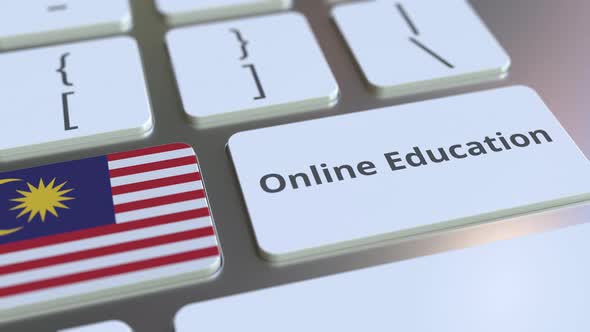 Online Education Text and Flag of Malaysia on the Buttons