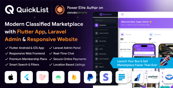 QuickList | Classified Ads Buy and Sell Marketplace Flutter App With Laravel Admin Panel