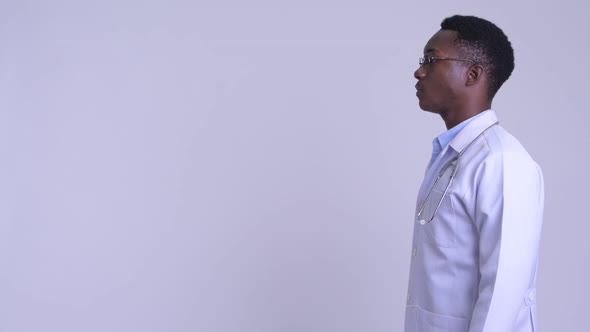 Profile View of Young Handsome African Man Doctor