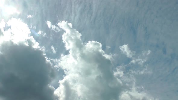 Blue Sky Background White Rain Clouds Moving