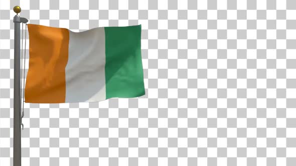 Ivory Coast Flag on Flagpole with Alpha Channel