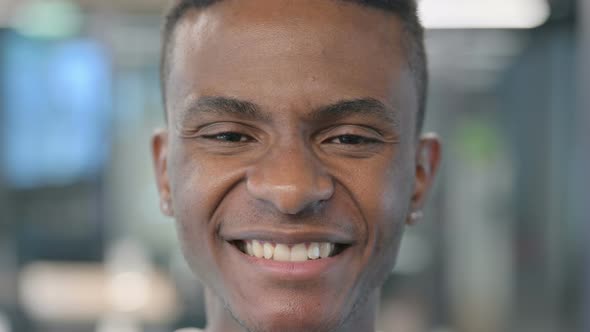 Face Close up of African Man Smiling at the Camera