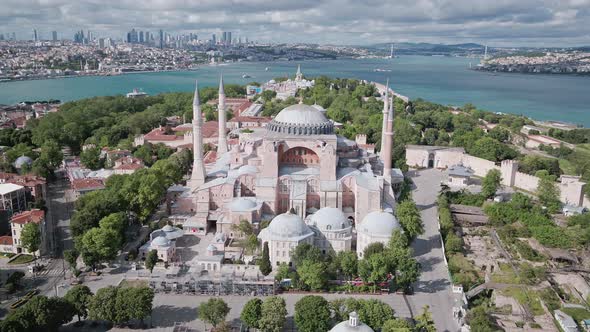 Aerial View of Hagia Sophia Church in Istanbul