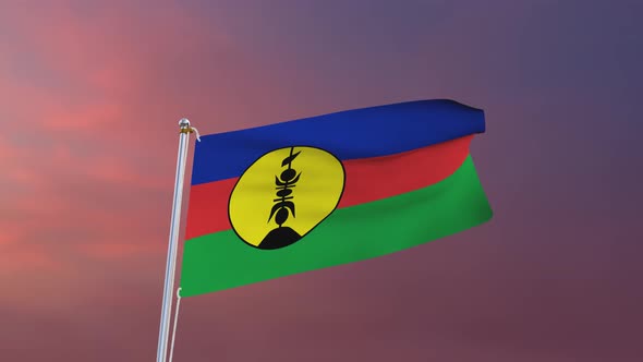 Flag Of New Caledonia Waving 4k