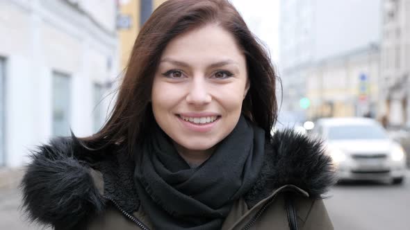 Portrait of Face of Smiling Young Girl, Outdoor