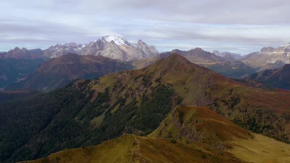 Fly over Italian Dolomites Alps ,Pass Giau