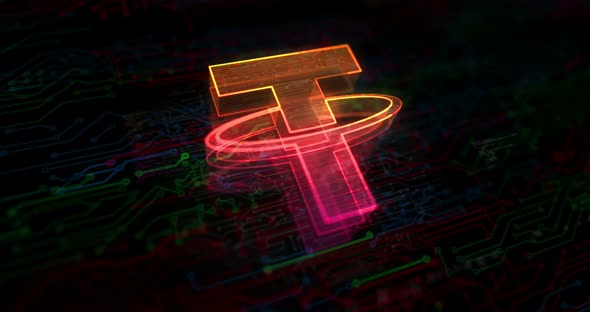 Tether stablecoin blockchain crypto currency symbol digital concept