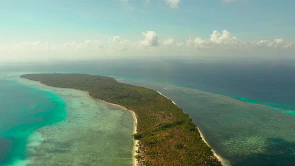 Tropical Island with Sandy Beach. Balabac, Palawan, Philippines