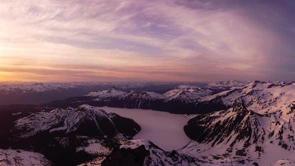 Cinemagraph Continuous Loop Animation. Aerial Panoramic View of Canadian Mountain Landscape.