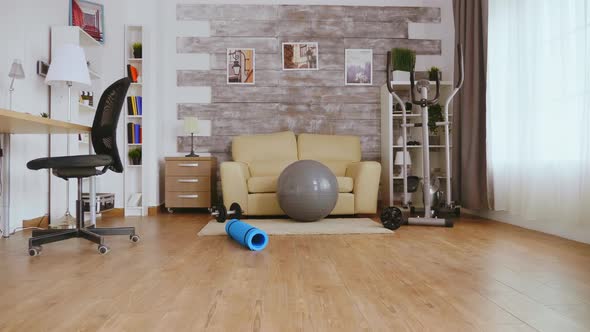 Empty Room with Fitness Accessories