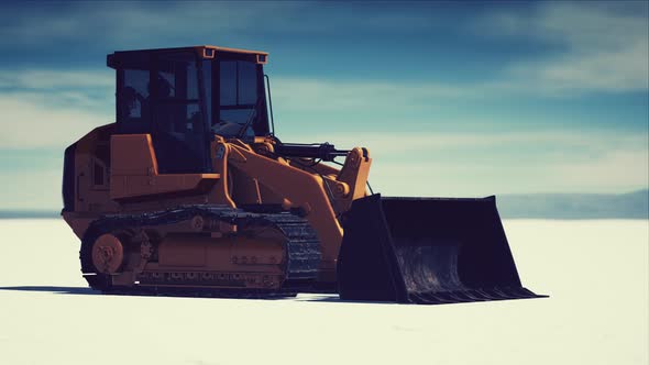 Road Grading Machine on the Salt Desert Road