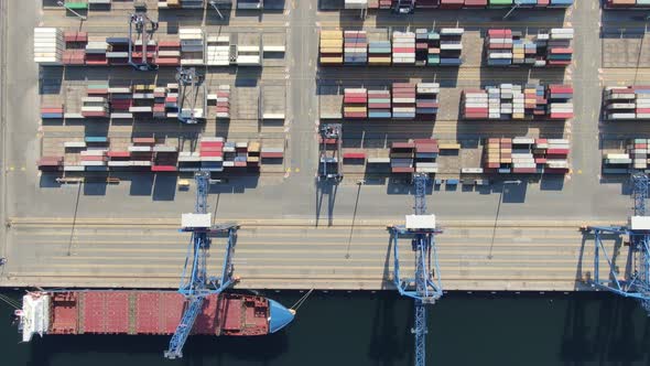 Drone over container terminal (container port)