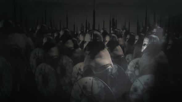 Viking Warriors Standing Under A Storm Ready For Battle