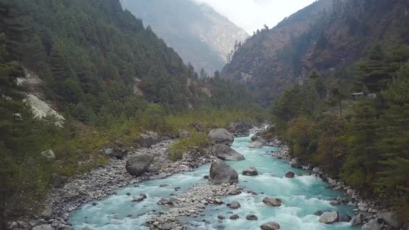 Along Mountain River in Nepal