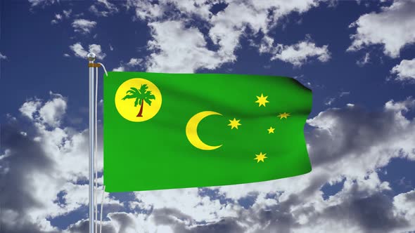 Cocos (Keeling) Islands Flag Waving 4k