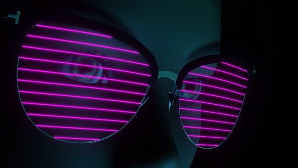 Shimmering Neon Glasses on a Beautiful Girl