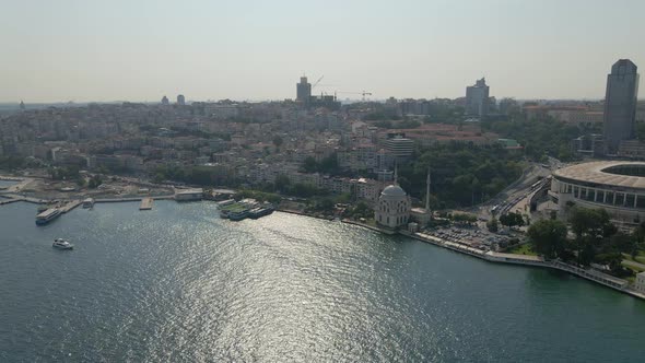 Flying over Bosphorus Strait toward Istanbul