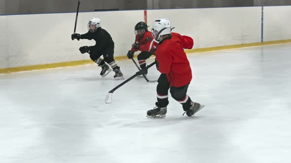 Competitive Novice Hockey Players Practicing