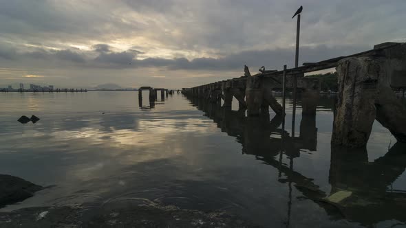 Timelapse abandoned fisherman pier