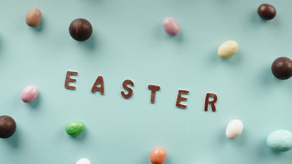 Easter Text on Blue Background