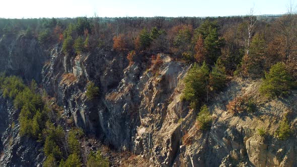 Rocks Wall of Granite Quarry Top View