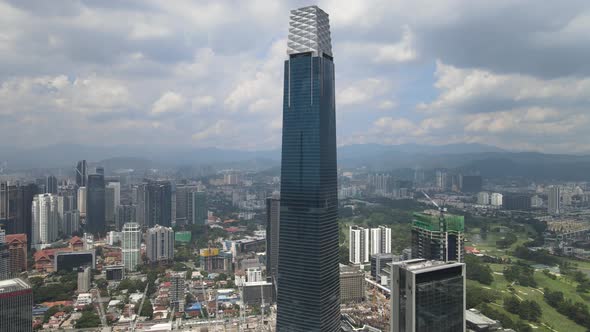 Aerial view one of the building landmarks in Kuala Lumpur