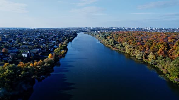 Autumn Forest Scenery Drone Footage