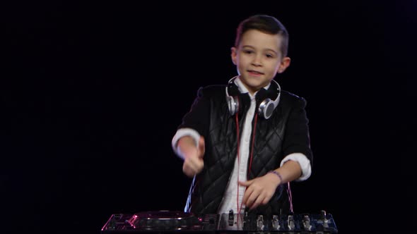 Two Thumbs Up Shows Boy Teenager Dj Playing on Vinyl