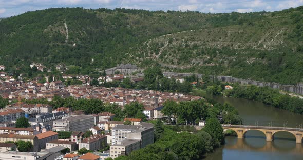 Town of Cahors from Mount Saint-Cyr, Lot department, the Occitan, France