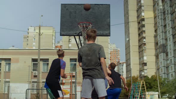 Streetball Player Taking a Free Throw on Court