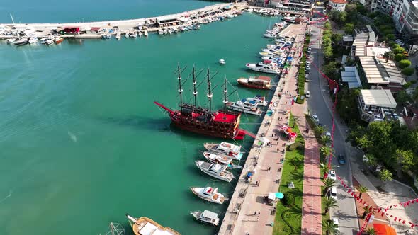 Pirate Harbor aerial view Turkey Alanya 4 K