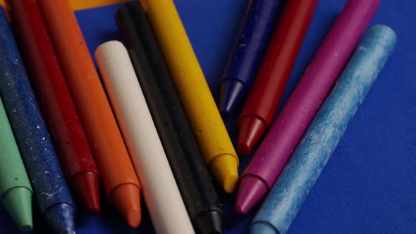 Rotating shot of color wax crayons for drawing and crafts - CRAYONS 021