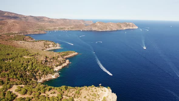 Drone Over Coastline And Blue Sea Of Cap De Creus