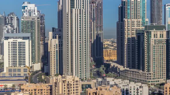 Beautiful Skyline of Dubai Downtown and Business Bay with Modern Architecture
