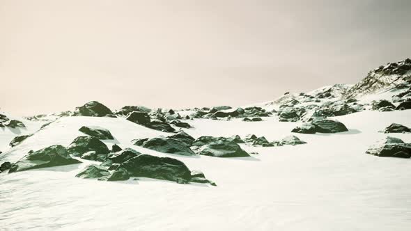 Lava Rock and Snow in Winter Time in Iceland